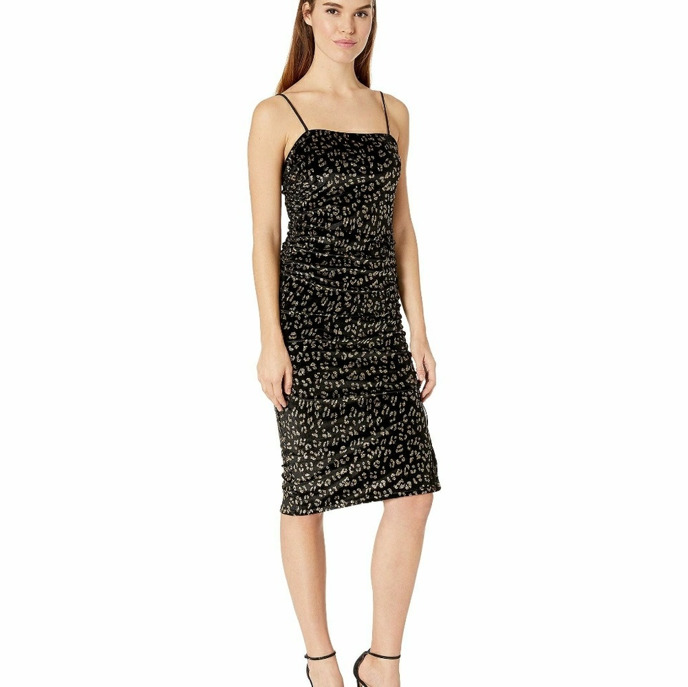 NWT MISCHA DRESS GLITTER CHEETAH VELVET